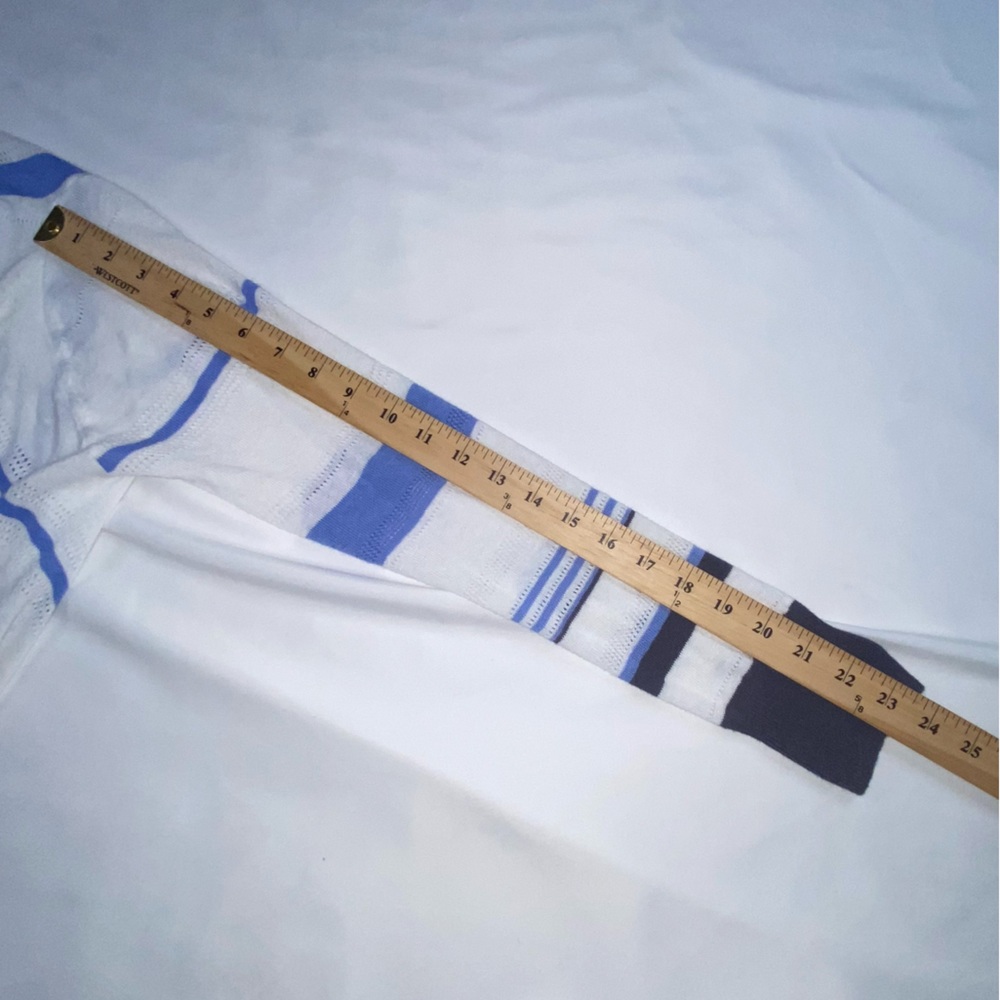 Rachel Zoe Linen Blend Open Blue Striped Lightweight Cardigan Sweater Medium - Picture 5 of 12